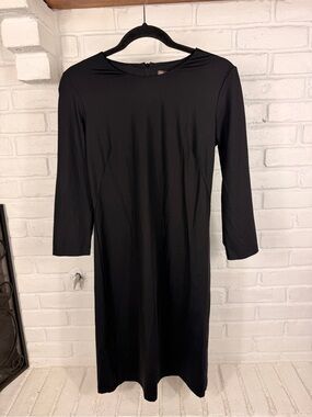 J. McLaughlin Sophia Black Midi Dress 3/4 Sleeve Stretch Small NWT